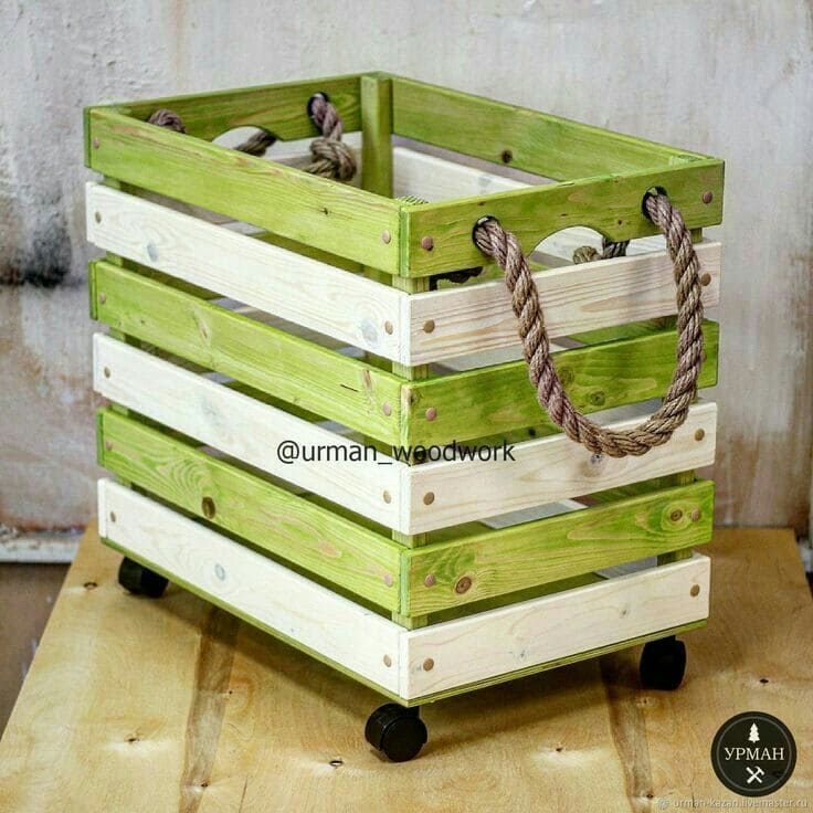 Vibrant Rolling Wooden Storage Crate