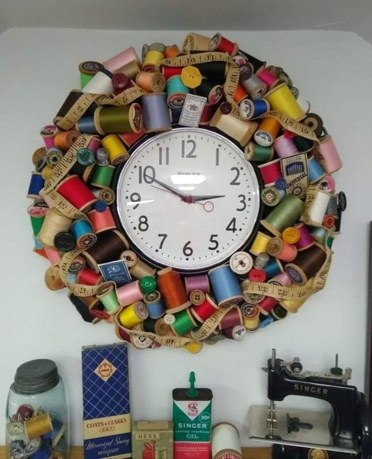 Vibrant Spool-Themed Creative Wall Clock