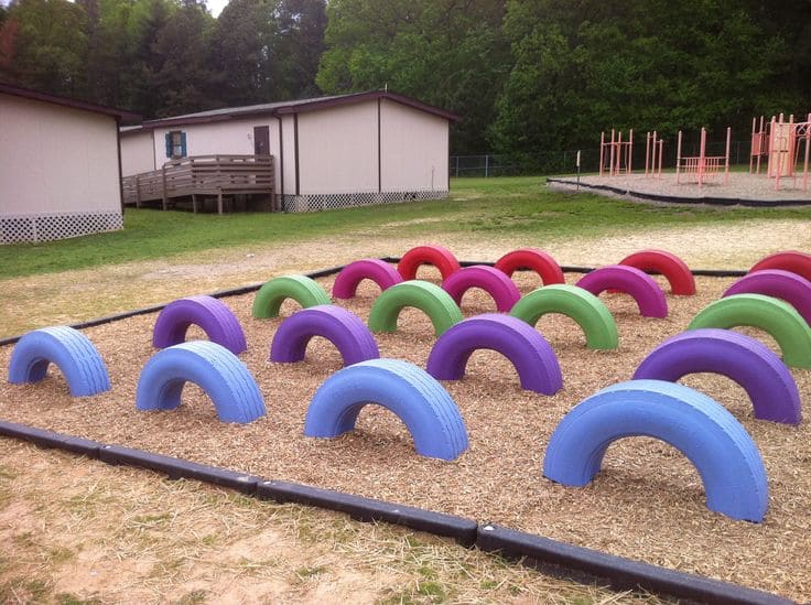 Vibrant Tire Tunnel Playground Maze