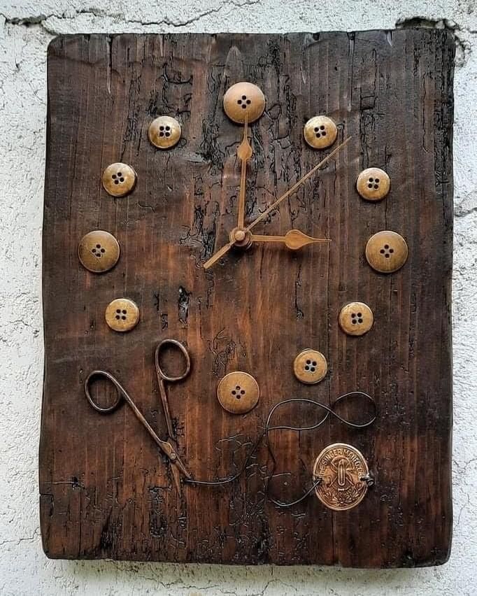 Vintage Sewing-Inspired Rustic Wall Clock