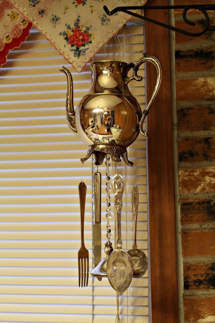 Vintage Teapot Wind Chime Art