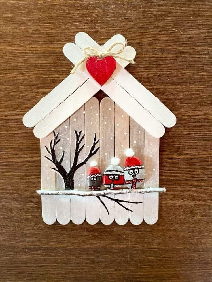 Whimsical Popsicle Stick Christmas Cabin