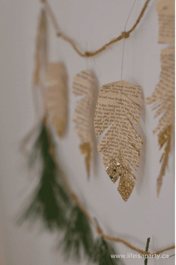 Whimsical Vintage Paper Feather Garland