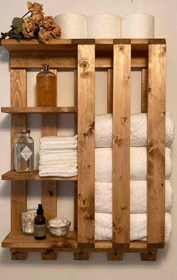 Wooden Bathroom Storage Shelf