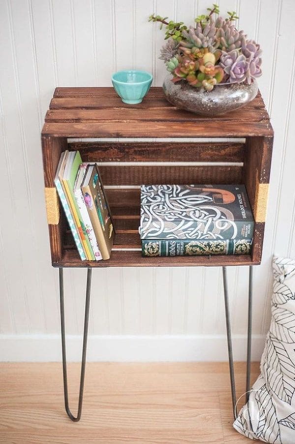 Wooden Crate Side Table Design