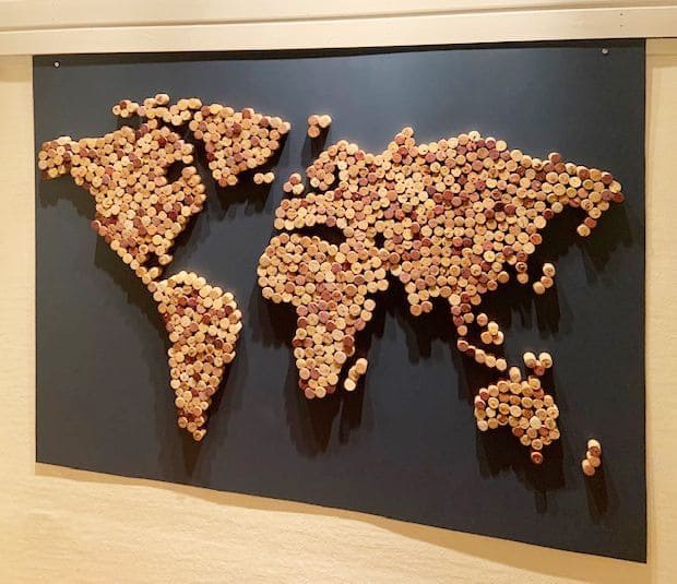 World Map Made of Wine Corks