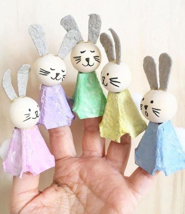 Adorable Egg Carton Bunny Puppets