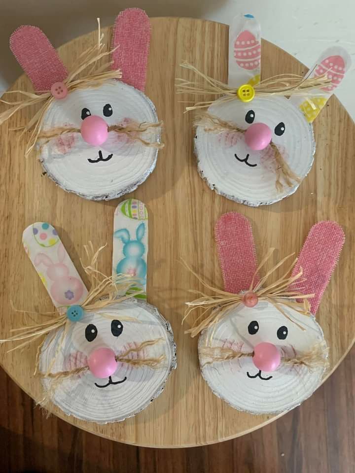 Adorable Wood Slice Bunny Faces