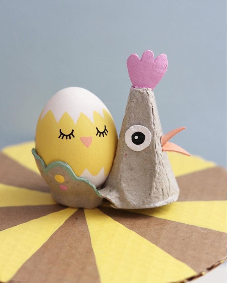 Charming Egg Carton Chick and Nest