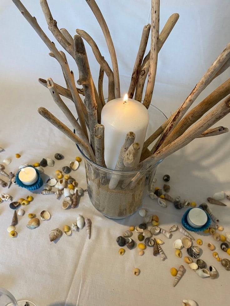 Coastal Driftwood Candle Centerpiece Delight