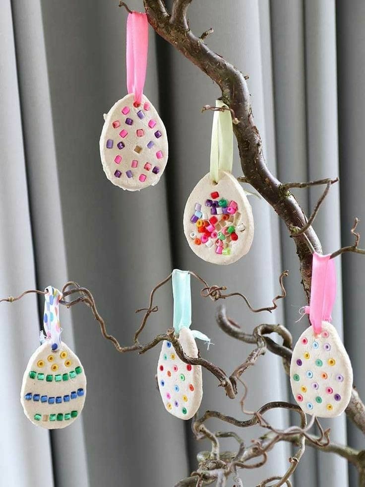 Colorful Handmade Salt Dough Easter Ornaments