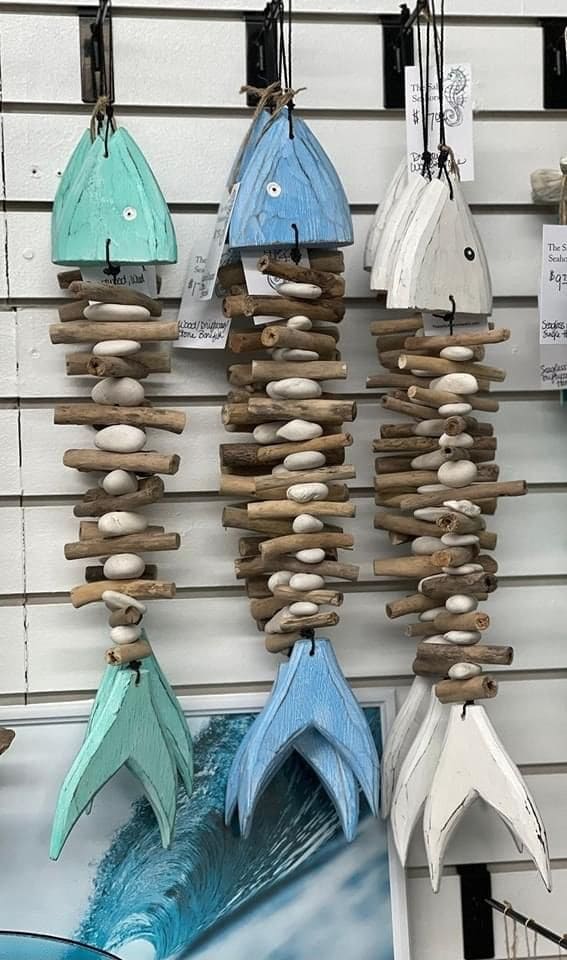 Playful Driftwood Fish Hanging Art