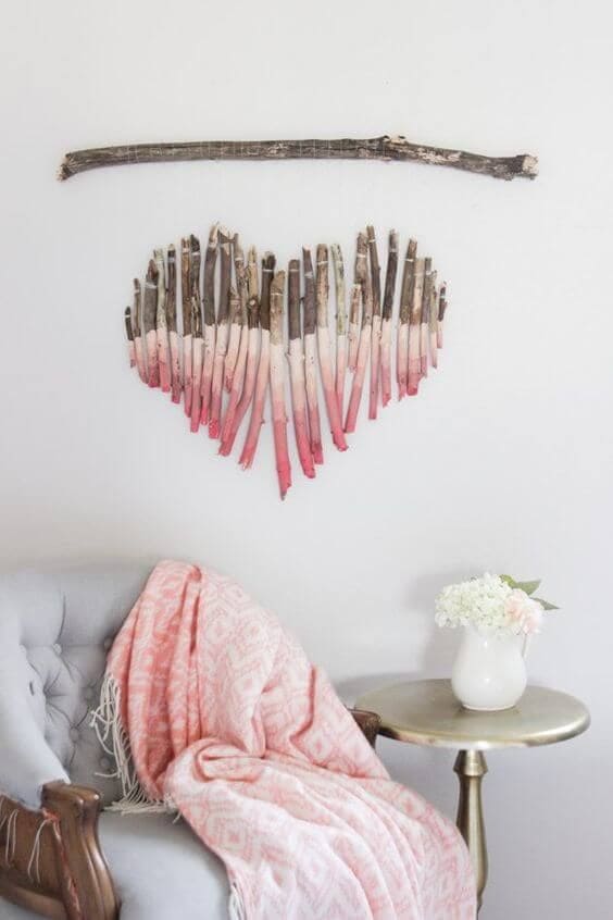 Romantic Ombre Driftwood Heart Wall Art