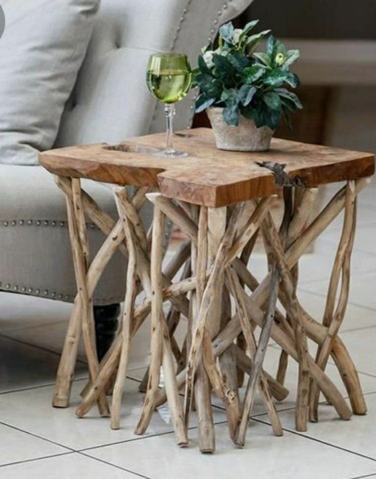 Rustic Driftwood Side Table Design