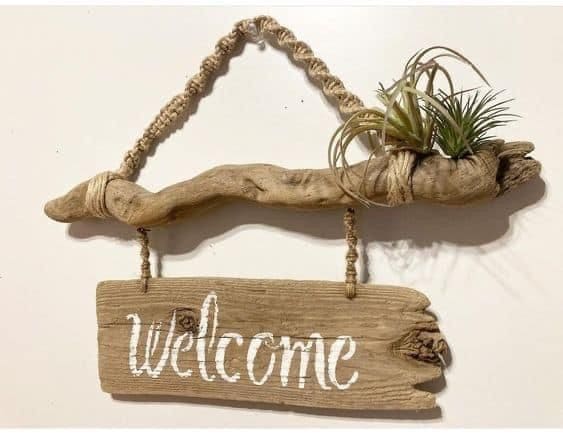 Rustic Driftwood Welcome Sign Charm