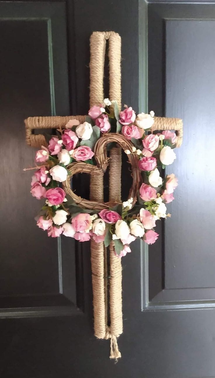 Rustic Floral Cross for Easter Elegance