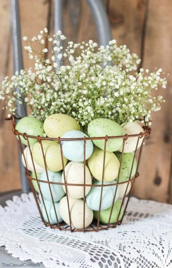 Rustic Pastel Egg Floral Basket