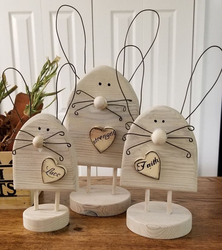 Rustic Wooden Easter Bunny Family