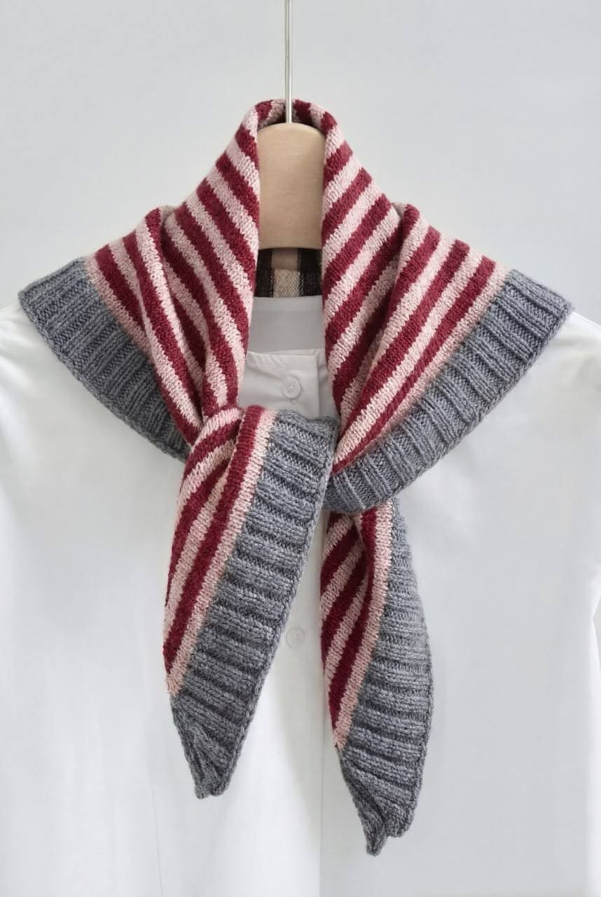 Berry Blush Striped Triangle Scarf