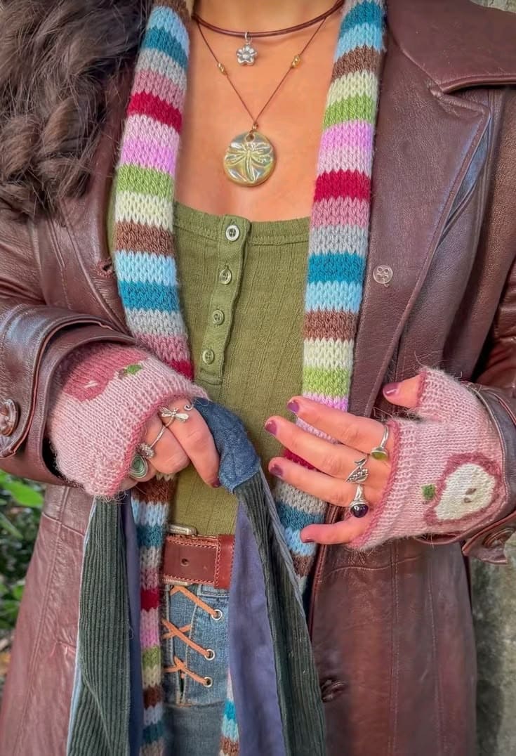 Boho Rainbow Skinny Striped Scarf