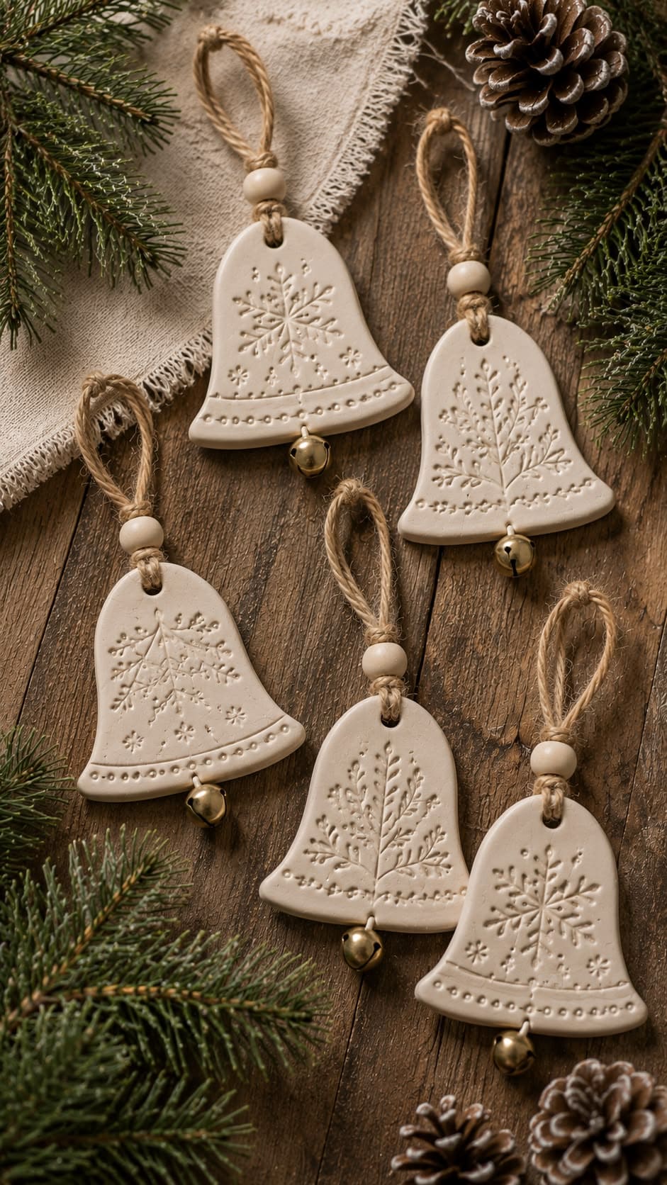 Botanical Clay Bell Ornaments