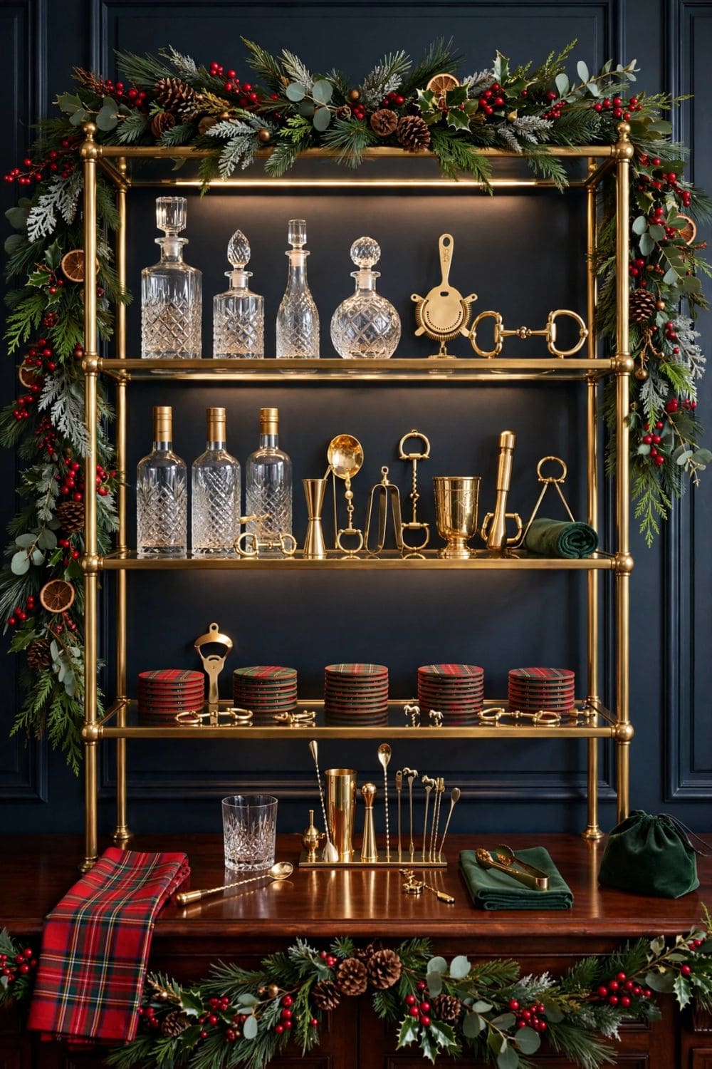 Brass Shelves Equestrian Bar Display