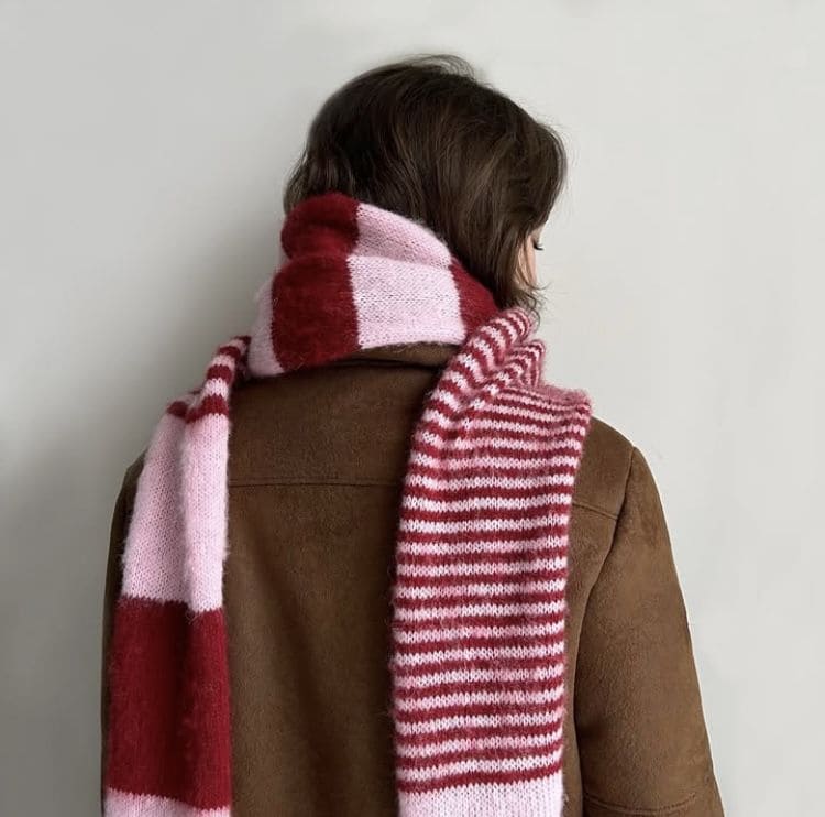 Cherry Pink Mixed Stripe Scarf