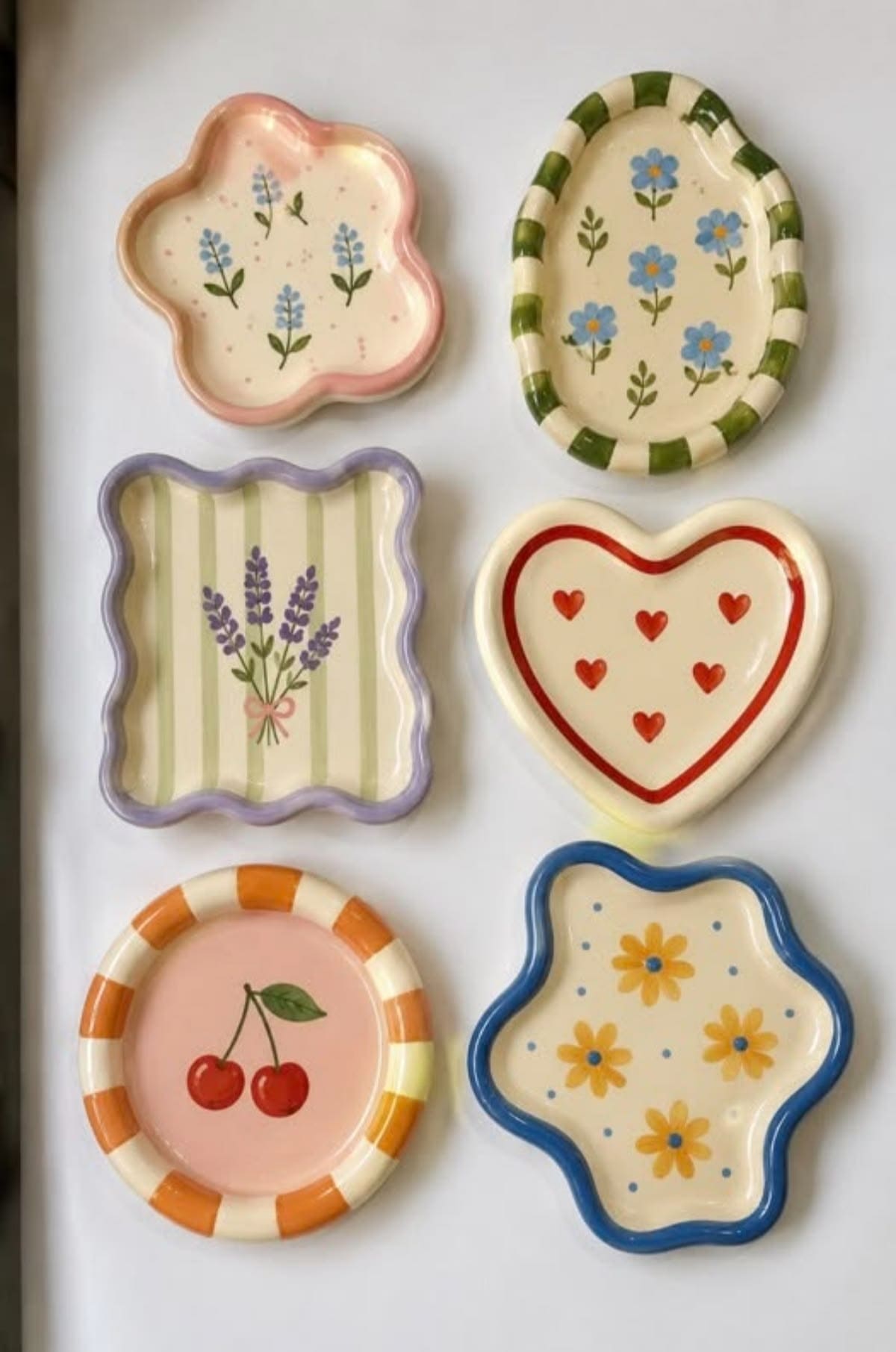 Colorful Floral Clay Trinket Trays
