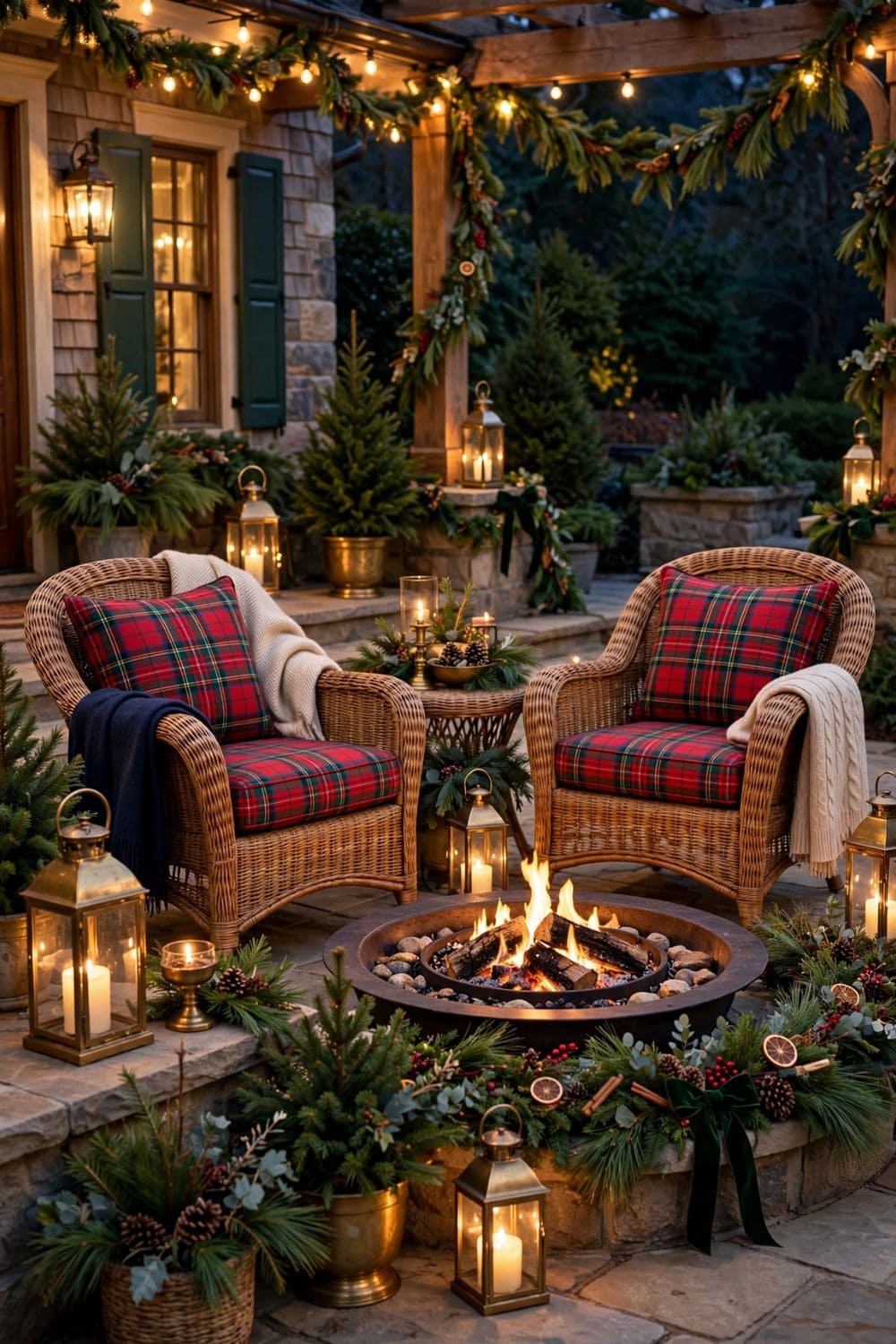 Cozy Tartan Outdoor Patio Christmas