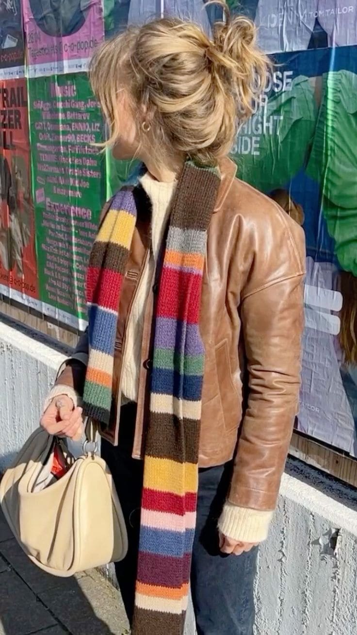 Eclectic Rainbow Block Stripe Scarf