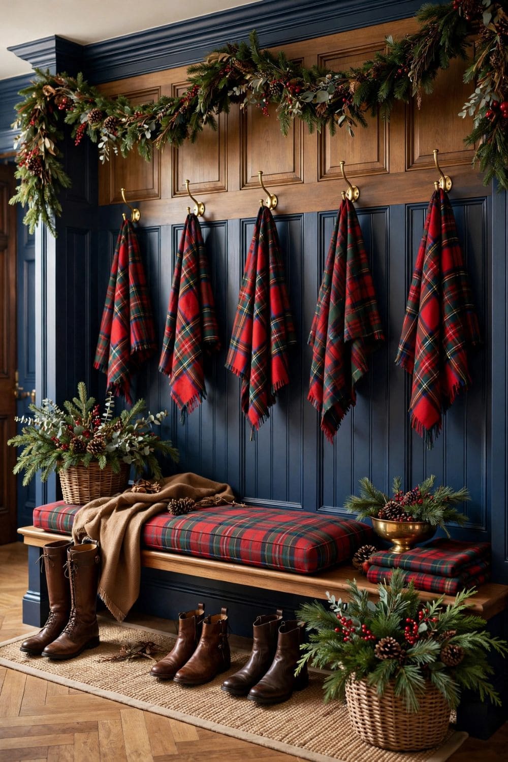 Equestrian Mudroom Tartan Bench Style