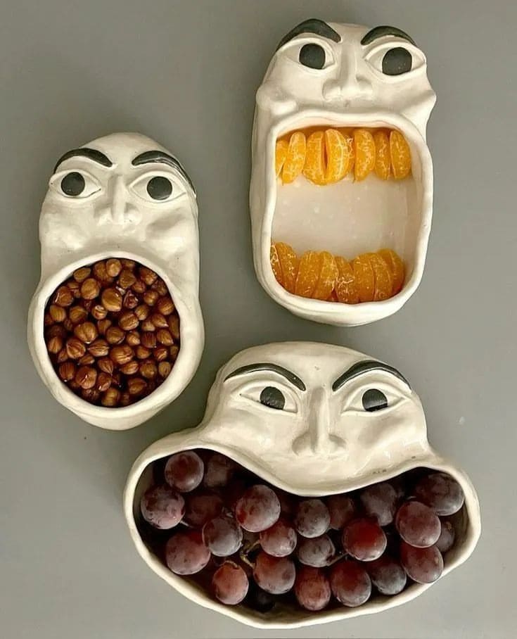 Funny Face Clay Snack Bowls