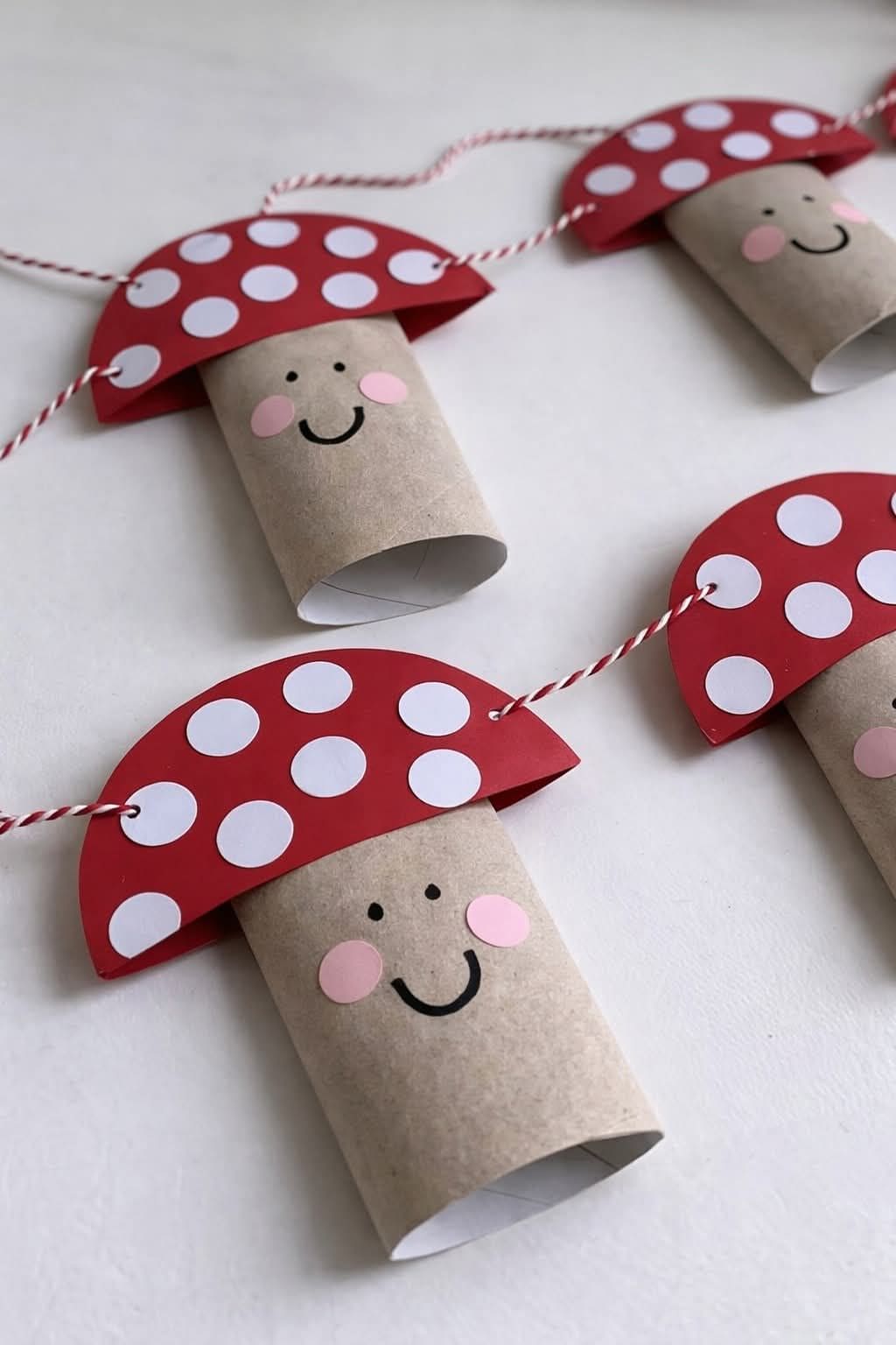 Happy Paper Roll Mushroom Garland