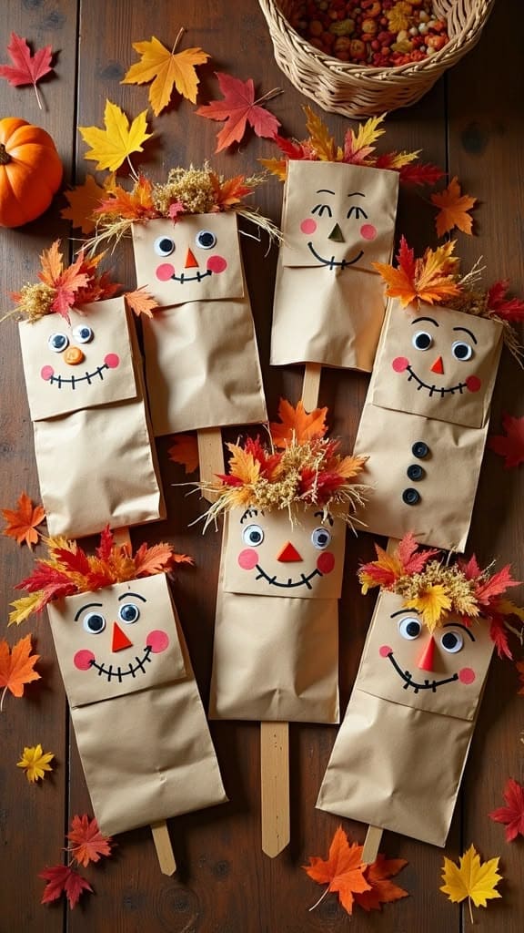 Paper Bag Scarecrow Puppets