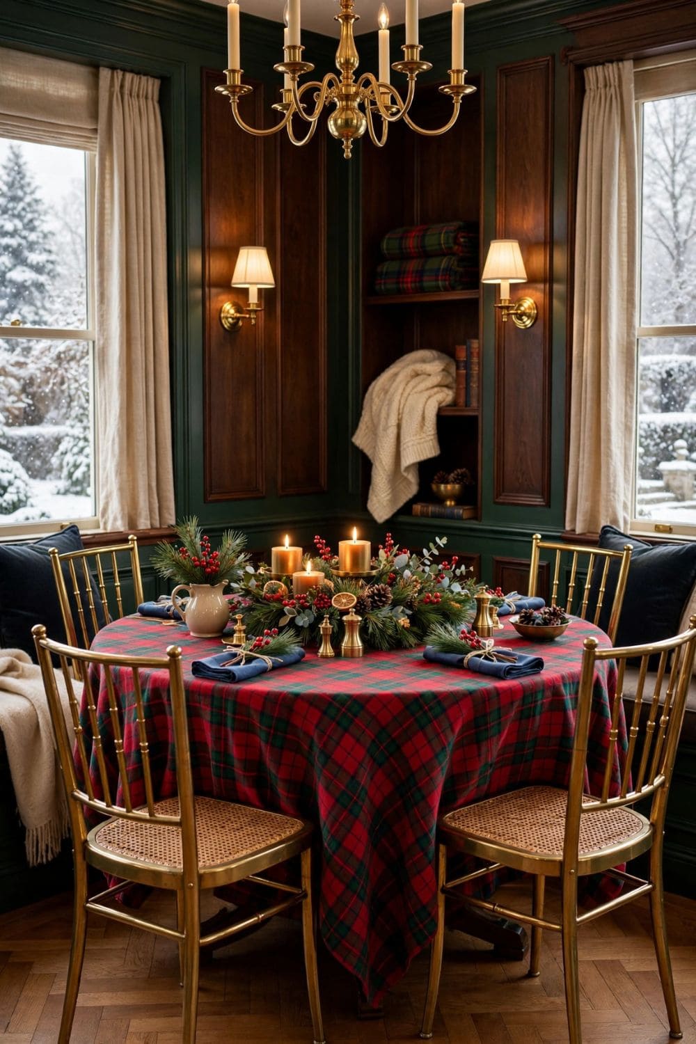 Plaid Breakfast Nook Holiday Table
