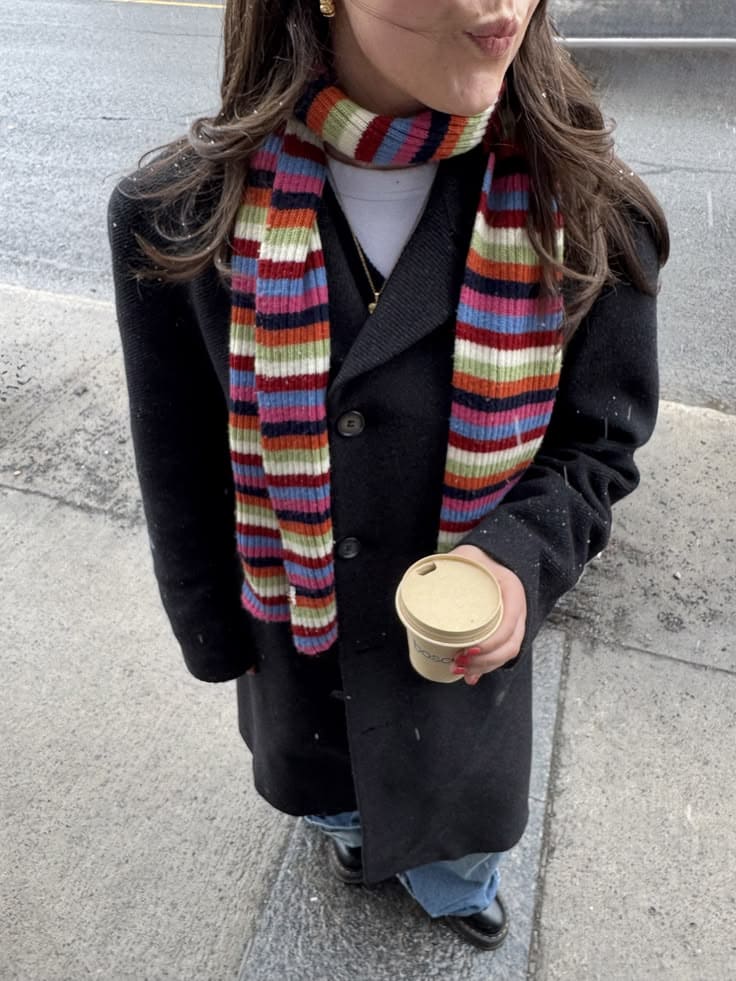 Playful Rainbow Skinny Striped Scarf
