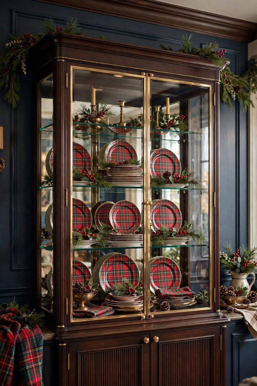 Tartan Plate Dining Hutch Display