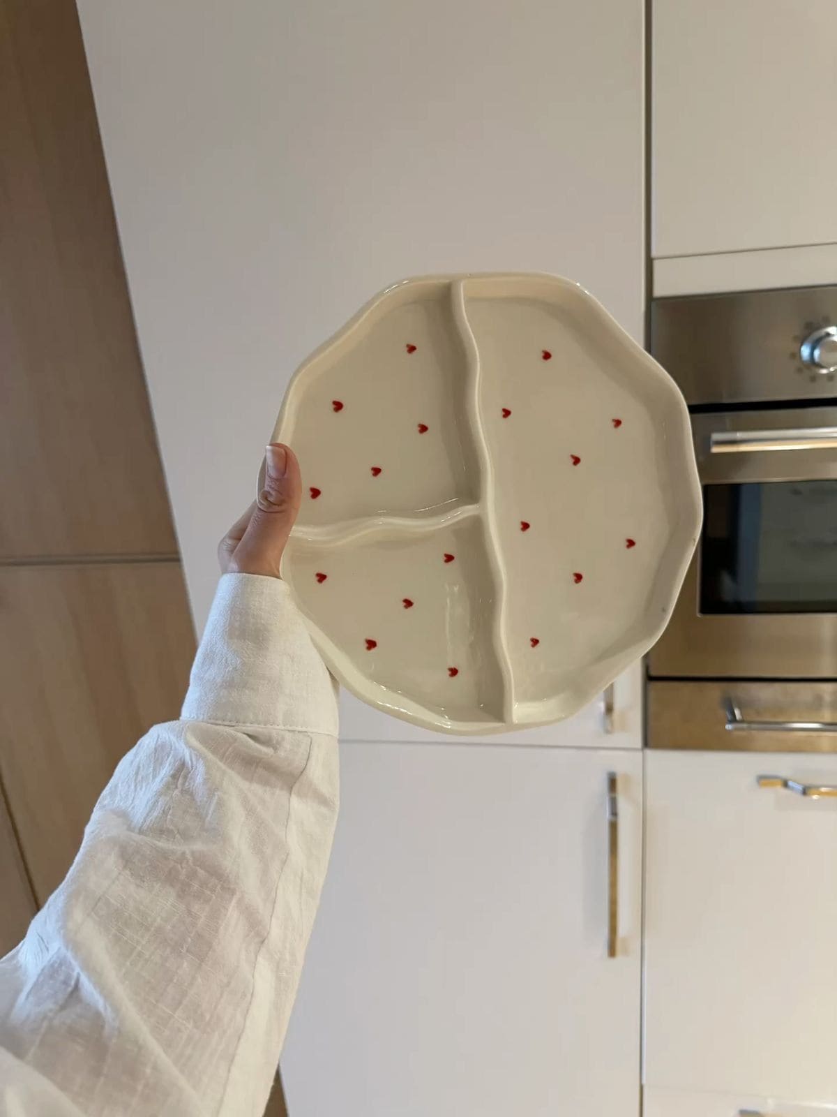 Tiny Heart Divided Clay Serving Tray