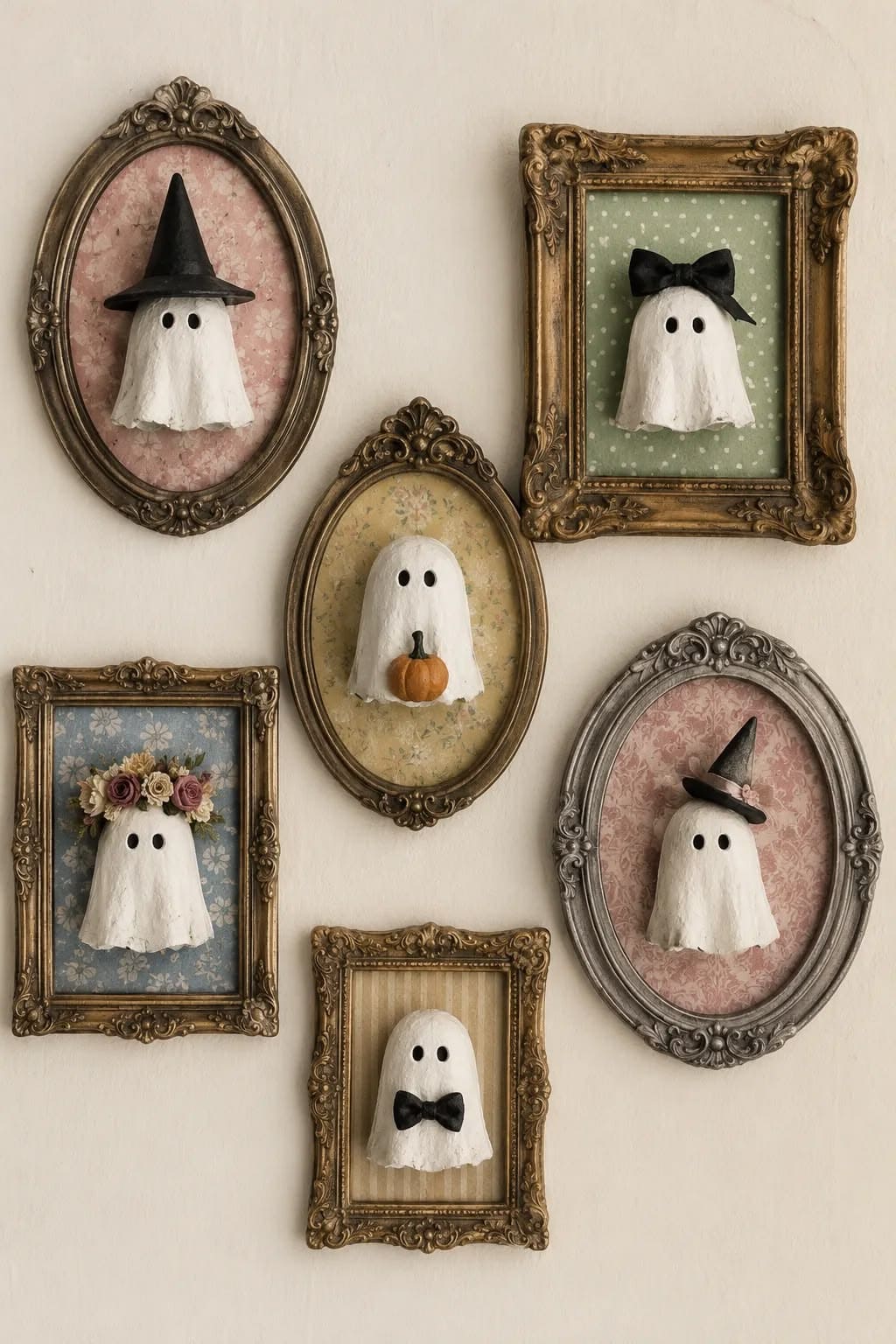 Vintage Framed Clay Ghost Art