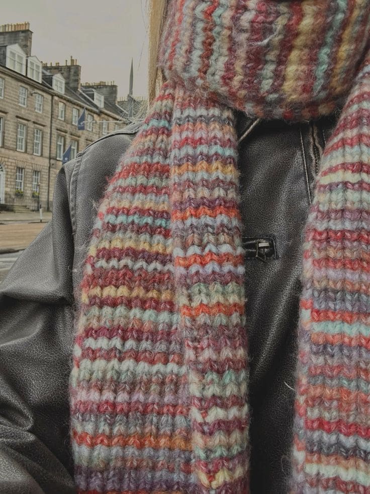 Vintage Rainbow Stripe Cozy Scarf
