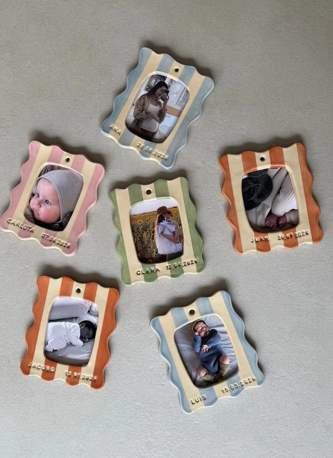 Wavy Striped Clay Photo Frames