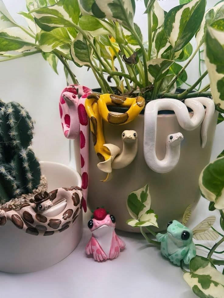 Whimsical Snake Pot Decorations