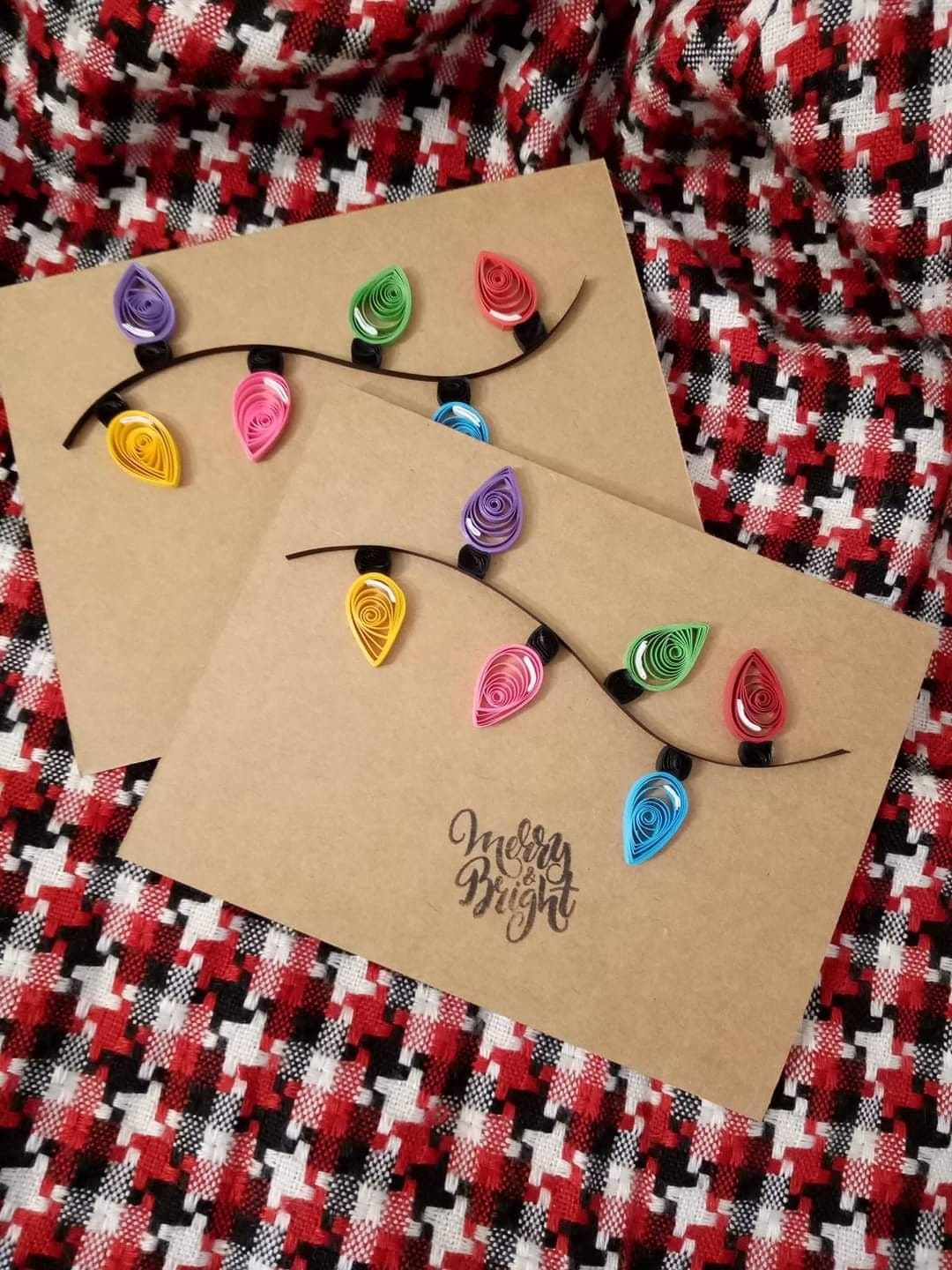 Colorful Quilled Christmas Light Cards