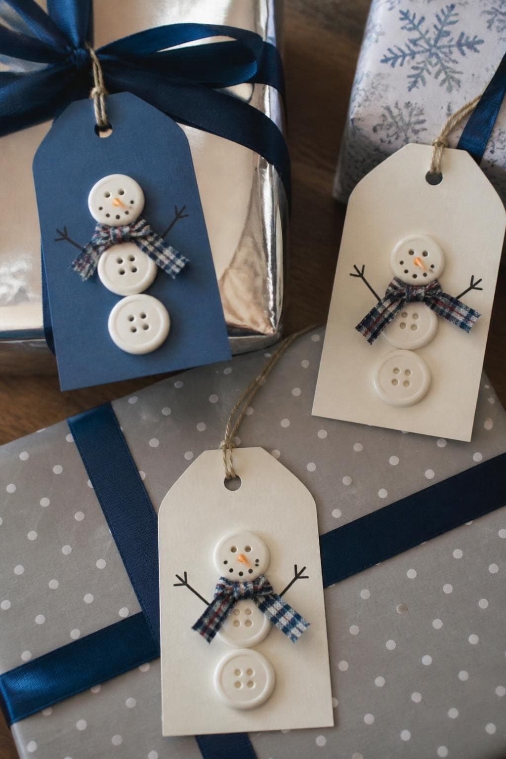 Cute Button Snowman Gift Tags
