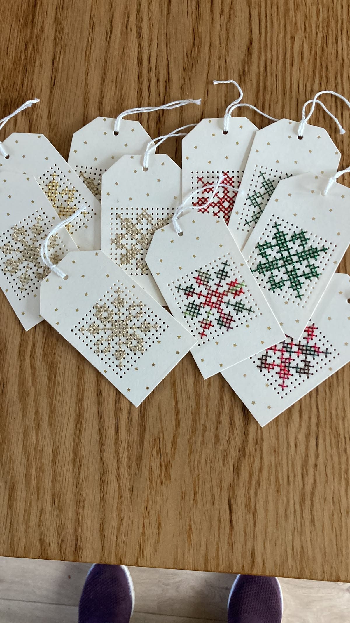 Delicate Cross Stitch Snowflake Tags
