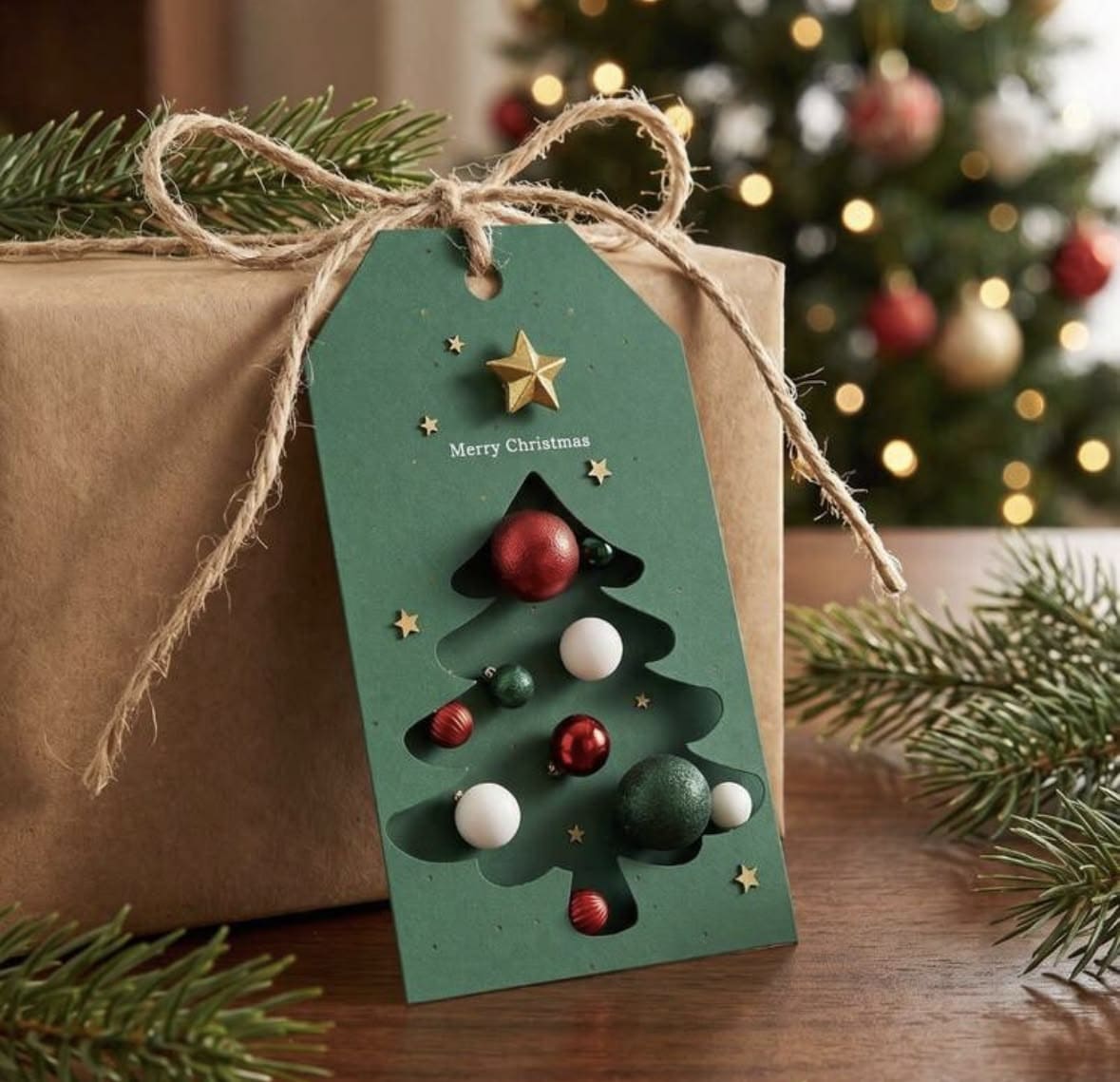Dimensional Christmas Tree Cutout Tags