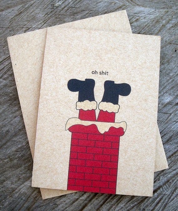 Funny Santa Chimney Christmas Card