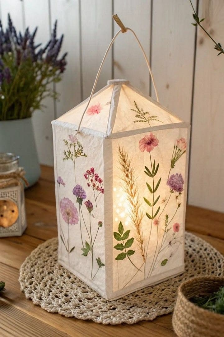 Glowing Pressed Flower Paper Lantern