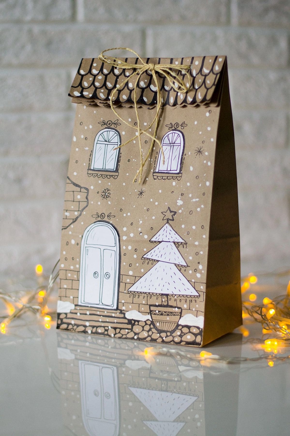 Hand Drawn Gingerbread House Bag