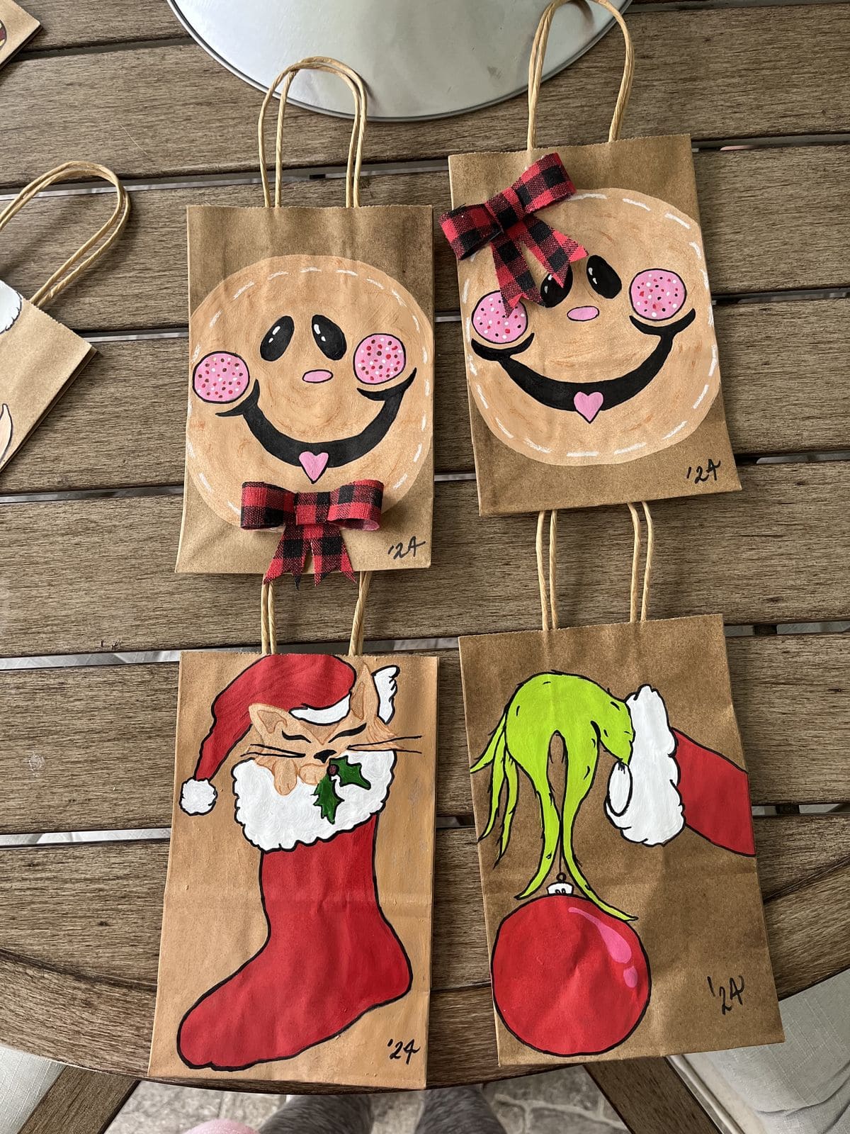 Hand Painted Christmas Character Bags